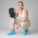 Pickleball-Schläger aus Carbonfaser mit kinetischem Rahmen Energie speichern und Kraftübertragung Dicke 16 mm Schwarz mit blauem Rand Für das Training 4
