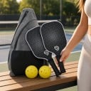 Pickleball set 2 rackets en 2 ballen in schoudertas 40 x 20 x 1,4 cm Grafietkoolstof Zwart met wit patroon Voor kinderen en volwassenen 2