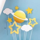 Picks decorativos em forma de estrelas, planetas e nuvens para bolos Decorações de aniversário alegres para festas 2