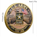Pièce Commémorative US Army Armée Américaine 250ème Anniversaire 1775-2025 Double Face 4 cm Métal Doré avec Relief de Soldats Drapeaux et Étoile de l'Armée 5