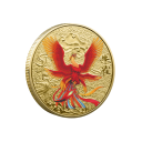 Pièce de collection avec des animaux mythiques chinois Médaille commémorative pour la chance Pièce avec mythologie chinoise Pièce commémorative dorée peinte 4 x 0,3 cm 3