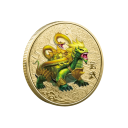 Pièce de collection avec des animaux mythiques chinois Médaille commémorative pour la chance Pièce avec mythologie chinoise Pièce commémorative dorée peinte 4 x 0,3 cm 4