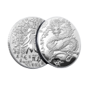 Pièce en métal chinoise avec motif de dragon Pièce de collection chinoise pour la chance Pièce dorée avec dragon mythique Pièce argentée avec caractères chinois 4 cm 2
