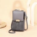 Pieni naisten crossbody-kotelo PU-nahasta Etutasku läpällä ja metallisoljella Ylhäällä vetoketju Ohut hihna soljella 19 x 11 cm 6