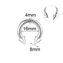 Piercing do nosu septum 4 x 16 x 8 mm Podkovovitý tvar s hroty z nerezové oceli Klasický piercing do nosní přepážky 2
