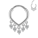 Piercing redondo de plata con diamante 10 x 1,2 mm de acero inoxidable con detalles plateados para uso diario 1