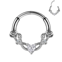 Piercing rond en argent en forme de cœur 1 pièce 10 x 1,2 mm en acier inoxydable avec des détails argentés, adapté à un usage quotidien 1