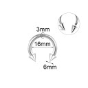 Piercing septum podkowa z końcówkami 3 x 16 x 6 mm Z stali nierdzewnej Klasyczna srebrna biżuteria do nosa i uniwersalnego noszenia 2