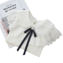 Pige hvid blonder skjorte med krave og lange ærmer Elegant bluse af bomuld og polyester Rund halsudskæring Lukning i nakken med knap 4