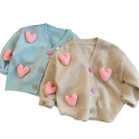 Pige strikket cardigan med hjerter Bomuld Polyester V-hals Knaplukning Lange ærmer Koreansk stil Vintertrøje til piger 3 Pige strikket cardigan med hjerter Bomuld Polyester V-hals Knaplukning Lange ærmer Koreansk stil Vintertrøje til piger 3