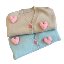 Pige strikket cardigan med hjerter Bomuld Polyester V-hals Knaplukning Lange ærmer Koreansk stil Vintertrøje til piger 7 Pige strikket cardigan med hjerter Bomuld Polyester V-hals Knaplukning Lange ærmer Koreansk stil Vintertrøje til piger 7