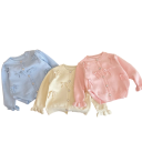 Pige strikket cardigan med sløjfe Blå sweater med O-hals og knapper Bomuld Sødt børnetop Elegant jakke til små piger Forår Efterår 4 Pige strikket cardigan med sløjfe Blå sweater med O-hals og knapper Bomuld Sødt børnetop Elegant jakke til små piger Forår Efterår 4