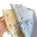 Pige strikket cardigan med sløjfe Blå sweater med O-hals og knapper Bomuld Sødt børnetop Elegant jakke til små piger Forår Efterår 8 Pige strikket cardigan med sløjfe Blå sweater med O-hals og knapper Bomuld Sødt børnetop Elegant jakke til små piger Forår Efterår 8