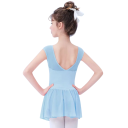 Pigebaletkjole med korte ærmer og chiffon nederdel, bomuldsdragt med elastan, til ballet, dans og gymnastik for små dansere 4