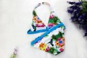 Pigebikini med blomsterprint og sløjfebælte J1268 3