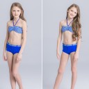 Pigebikini med lukning bagpå - Mørkeblå 4