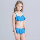 Piger bikini med flæser og prikker - Blå 2