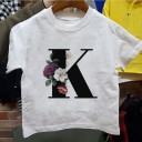 Piger T-shirt med bogstav B1428 11