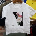 Piger T-shirt med bogstav B1428 14