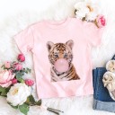 Piger T-shirt med dyr B1433 5