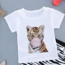Piger T-shirt med dyr B1433 4