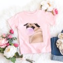 Piger T-shirt med dyr B1433 8