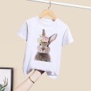 Piger T-shirt med dyr B1612 6