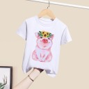 Piger T-shirt med dyr B1612 3