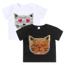 Piger T-shirt med kat J465 6