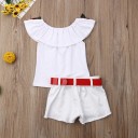 Piger T-shirt med roser og shorts L1116 2