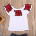 Piger T-shirt med roser og shorts 3