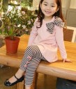 Piger T-shirt med sløjfe og leggings L1228 2