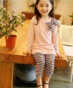 Piger T-shirt med sløjfe og leggings L1228 4