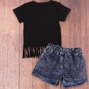 Piger T-shirt og denimshorts L1399 2