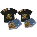 Piger T-shirt og denimshorts L1406 2