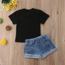 Piger T-shirt og denimshorts L1406 3