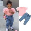 Piger T-shirt og jeans L1443 1
