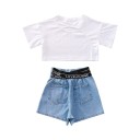 Piger T-shirt og shorts L1155 3