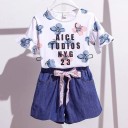 Piger T-shirt og shorts L1236 3
