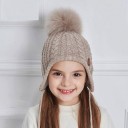 Piger vinterhue med pompon J624 4