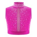 Pigernes danse crop top med høj krave dekoreret med sten, polyester, til ballet, gymnastik, moderne dans og sceneshows 2