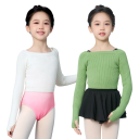 Pigernes dansebluse med lange ærmer, opvarmningskort sweater i ribstrik, balletbolero til opvarmning og træning 14
