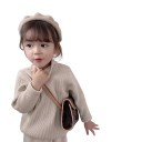 Pigernes strikkede sweater med høj hals Lange ærmer Ensfarvet Varm baby sweater Viskose Bomuld Forskellige farver Efterårs 5