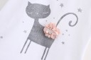 Pigersæt - T-shirt med kat og stjerner og nederdel J1274 1