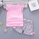 Pigersæt - T-shirt med slikkepinde og shorts med blomster J2493 4