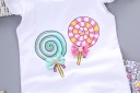 Pigersæt - T-shirt med slikkepinde og shorts med blomster J2493 12