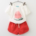 Pigersæt - vandmelon t-shirt og shorts 1