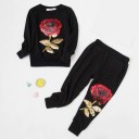 Pigesweatshirt og bukser med roser L1101 1