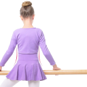 Piget danse top med lange ærmer bomuld elastan strækbart tøj til ballet gymnastik og danse træning 12