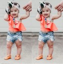 Pigetop og denimshorts L1405 1